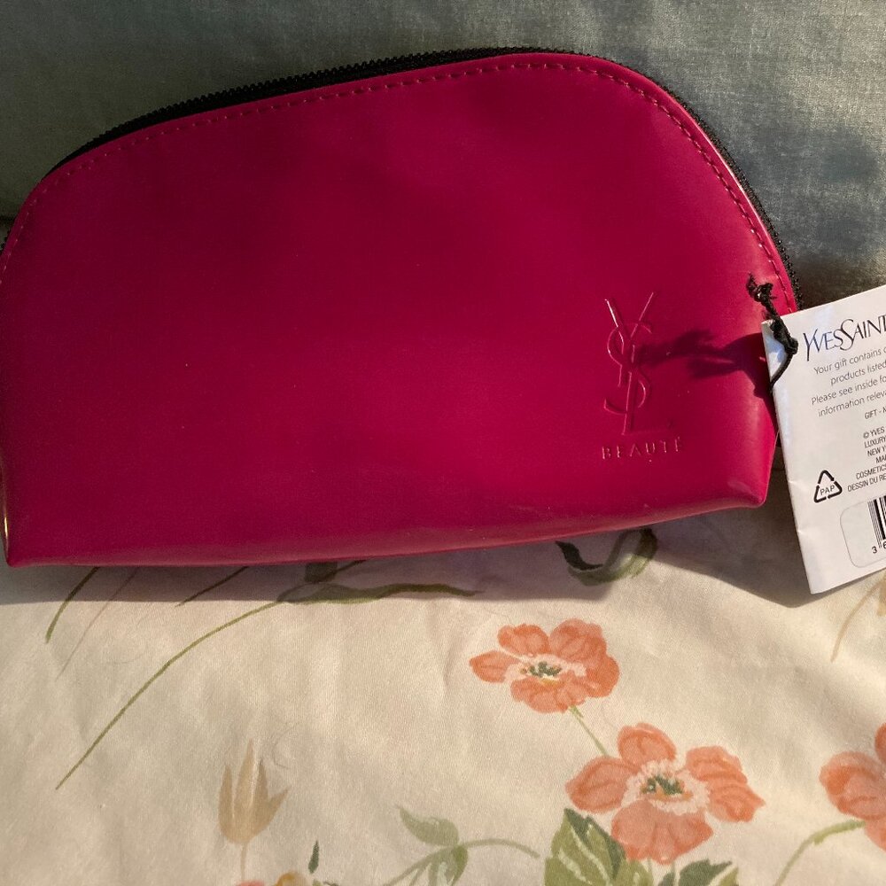 Yves Saint Laurent Beaute gift with purchase Pink Patent Cosmetic Bag